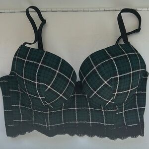 Green Plaid bustier style bra